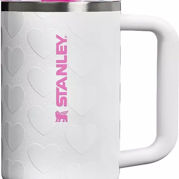 40oz frost lovely white hearts Stanley quencher protour Valentine’s Day tumbler - Picture 3 of 5